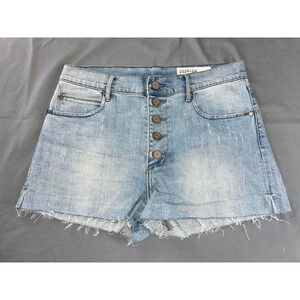 Pistola Open Button Fly Stretch Denim Cut Off Bermuda Shorts. Women's M, EUC!!